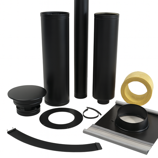 Skorstenspakke Ø150/250 komplet røgrør og skorsten til brændeovn